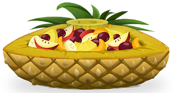Wypełniona owocami misa, wykonana z ogromnego ananasa